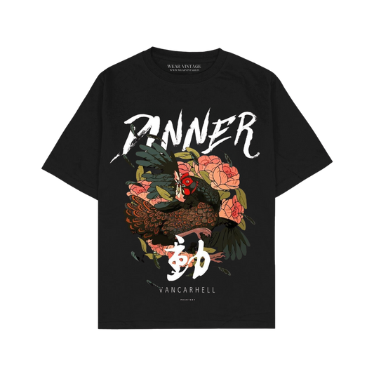 Men's Pure Cotton Oversize Fit Half Sleeves Aesthetic Graphic Printed Black T-Shirt