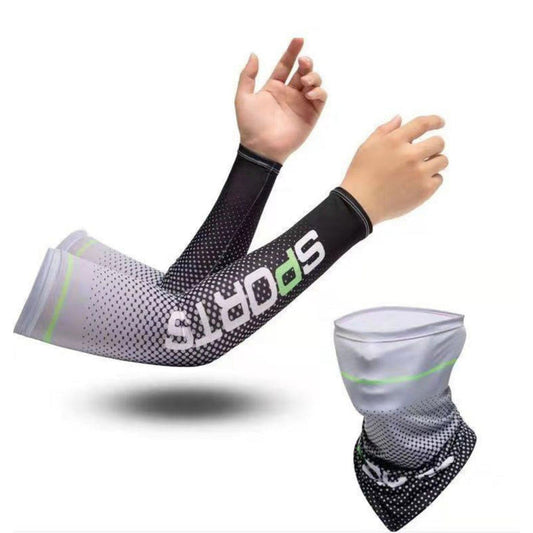 Cooling Arm Sleeves & Bandana combo for Men & Women with UV Protection, Quick Dry.